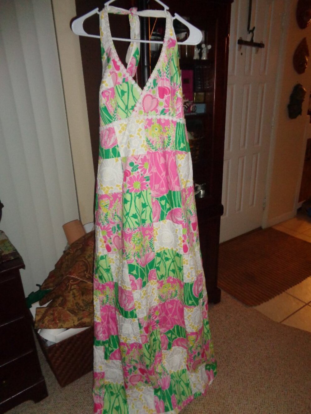 Lilly Pulitzer Halter Maxi Dress Classic Multicolor Size 14 100% cotton